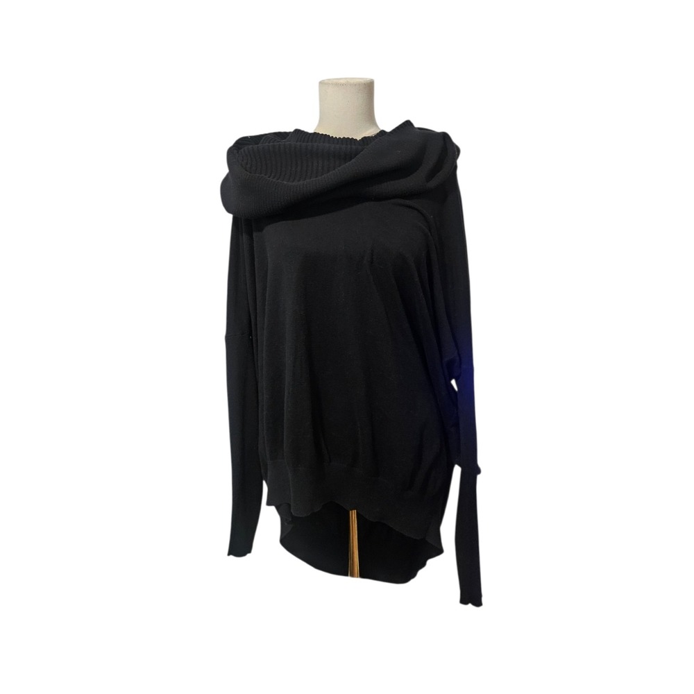 Victoria's Secret Black Cashmere Blend Cowl Off Shoulder High Low Sweater XL